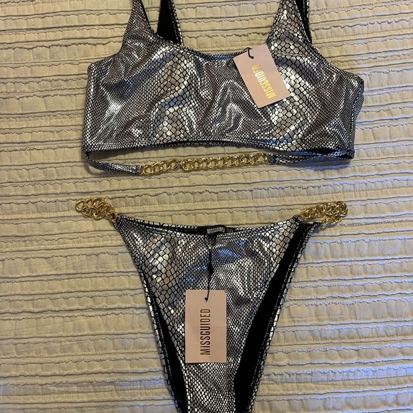 Missguided Other - Misguided snake skin chain swimsuit NWT